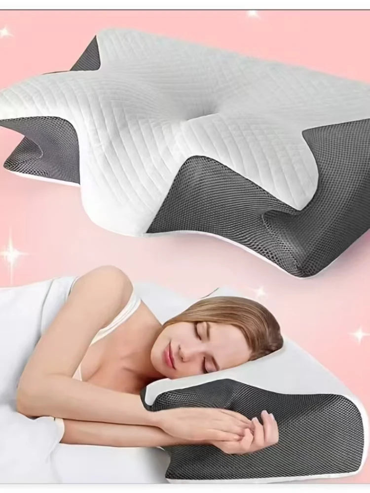 Cervical Pillow Made of Memory Foam, Relieves Neck Pressure, with Zipper, Removable and Washable, Sleep Pillow.
