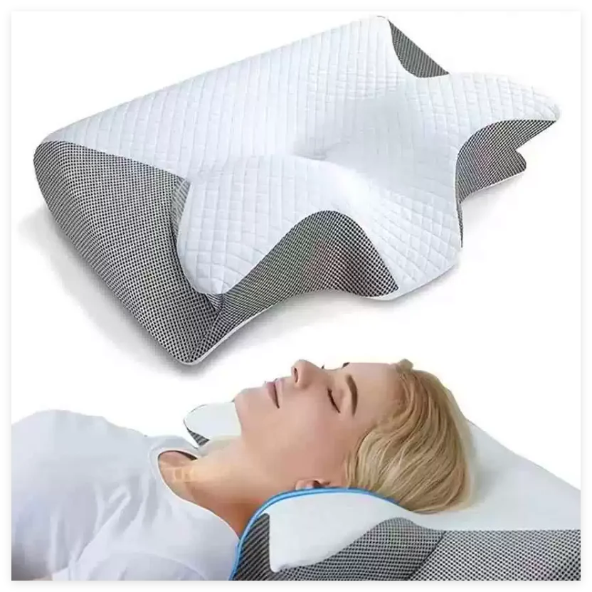 Cervical Pillow Made of Memory Foam, Relieves Neck Pressure, with Zipper, Removable and Washable, Sleep Pillow.