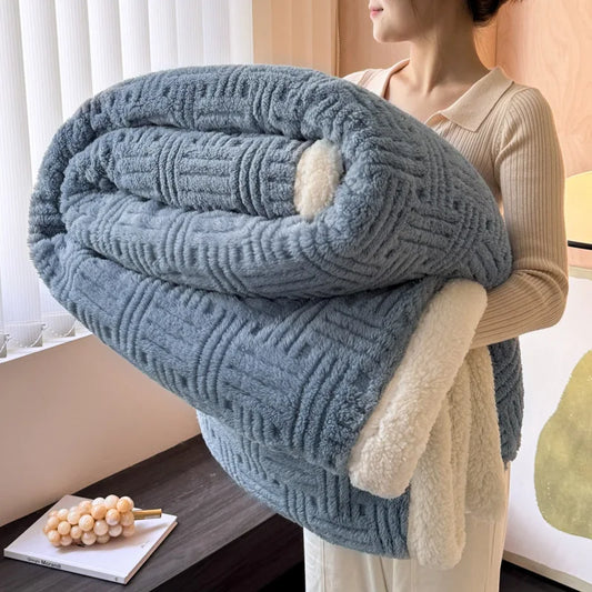 Thick Jacquard Sherpa Fleece Blanket, Warm Milk Velvet Throw, Sofa Blanket, Nap Cover Blanket