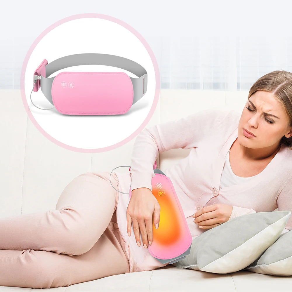 Heating Pad for Menstrual Cramps USB Powerbank Waist Massage Uterus Warm Belt 6 Vibration 3 Constant Temperature Abdomen Warmer