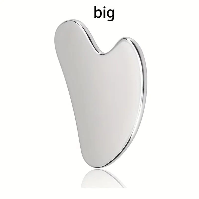 3PCSFacial cleansing tool set, stainless steel heart-shaped gua sha board, ice roller, silicone facial brush