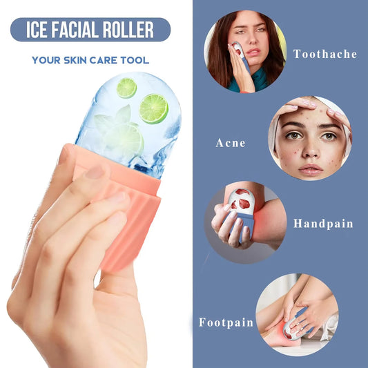 3PCSFacial cleansing tool set, stainless steel heart-shaped gua sha board, ice roller, silicone facial brush